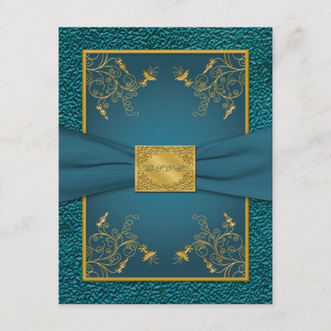 CINTA IMPRIMIADA Tarjeta de respuesta RSVP dorada  (Anverso)