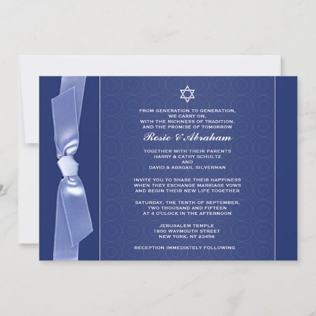 Cinta judía que casa invitaciones planas (Anverso)