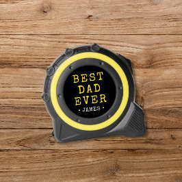 Cinta Métrica Amarillo Rústico + Mejor Papá Negro Nunca Con Nomb