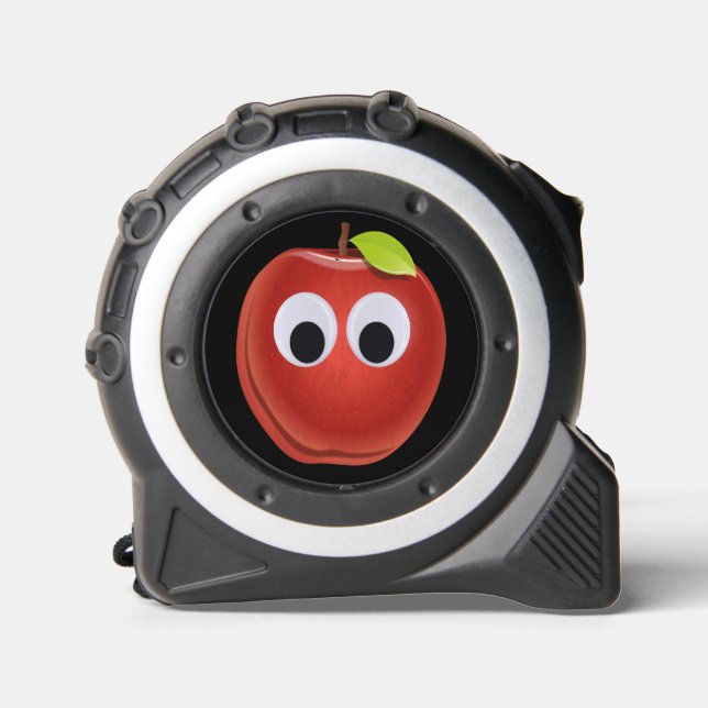 Cinta Métrica Apple, fruta roja con ojos de google - Personaliza (Anverso)