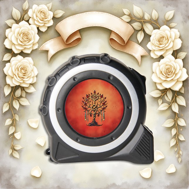 Cinta Métrica Árbol dorado de la vida con piedras preciosas roja (Subido por el creador)