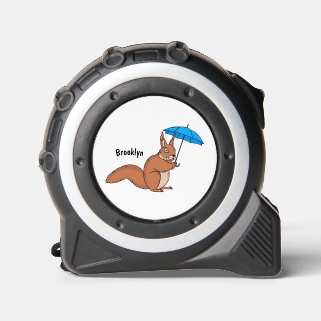 Cinta Métrica Ardilla roja con paraguas personalizado (Anverso)