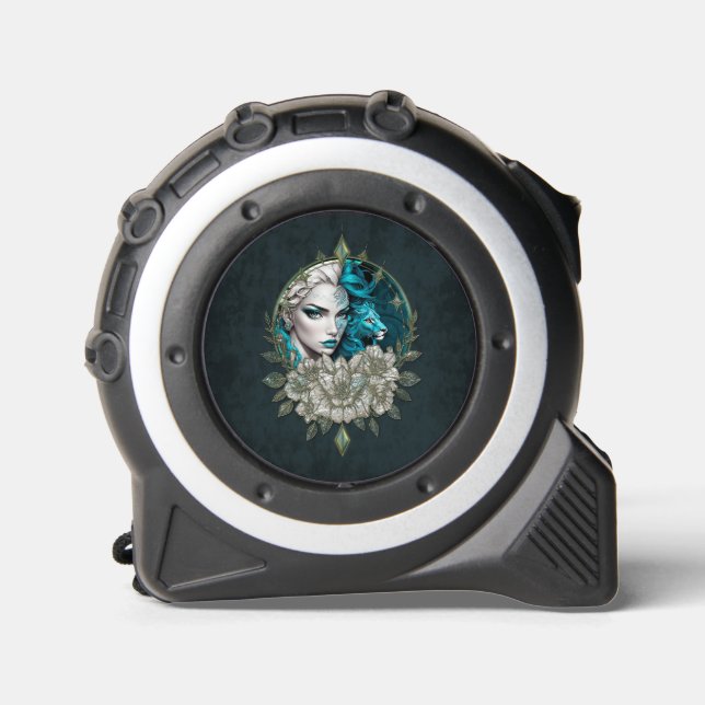 Cinta Métrica Armonía de los elementos, la mujer con león. (Anverso)