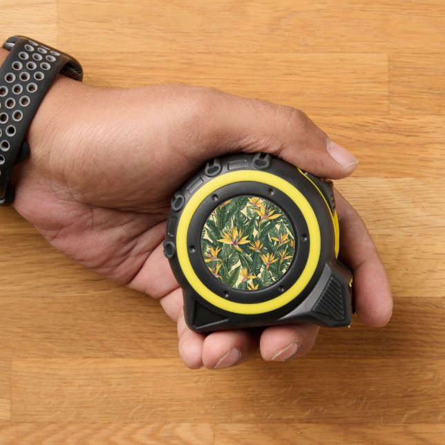 Cinta Métrica Ave Amarillo del patrón de flores del paraíso (Hogar)