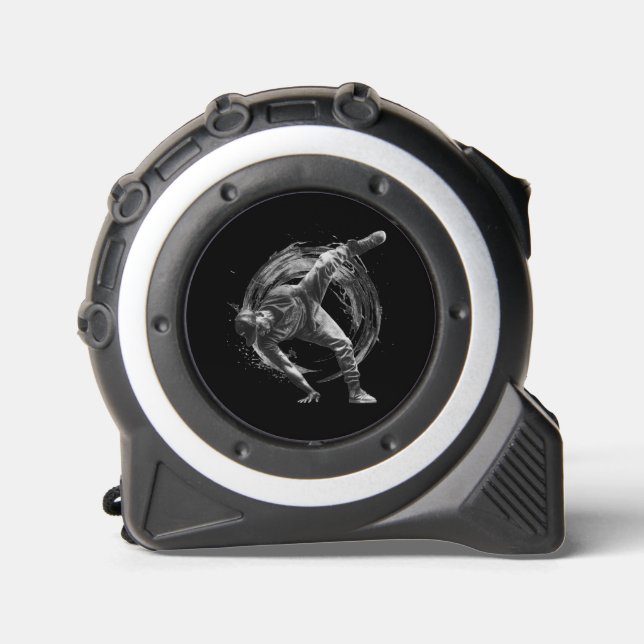 Cinta Métrica Bailarín en acción, en forma de bandeja de tinta (Anverso)