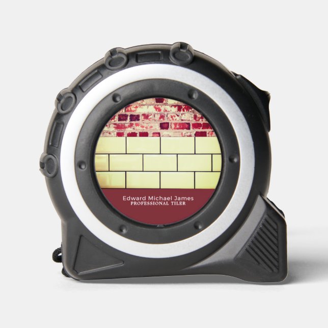 Cinta Métrica Baldosas blancas, suelo, instalador de mosaicos (Anverso)