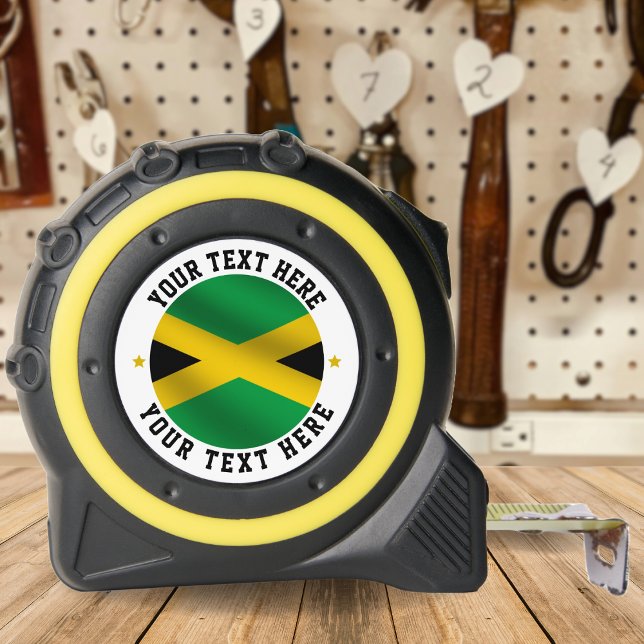 Cinta Métrica Bandera jamaiquina de texto redondo de Jamaica (Jamaica Round Text Jamaican Flag Tape Measure)
