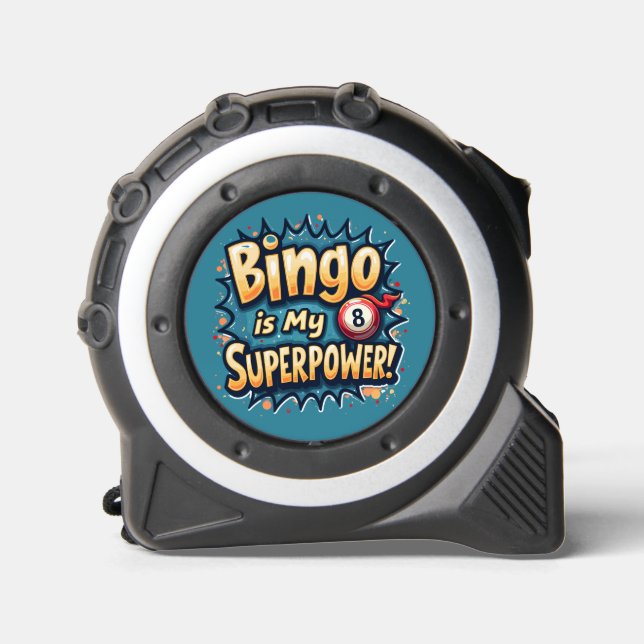Cinta Métrica Bingo es mi superpoder retro Bingo amor (Anverso)