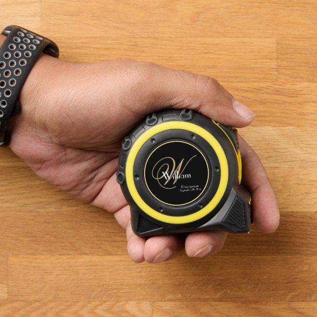 Cinta Métrica Boda Groomsman Regalo Monograma Nombre de guión mo (Hogar)