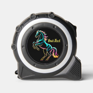 Cinta Métrica Caballo Luz de Neón Efecto Glitch Estilo Retro