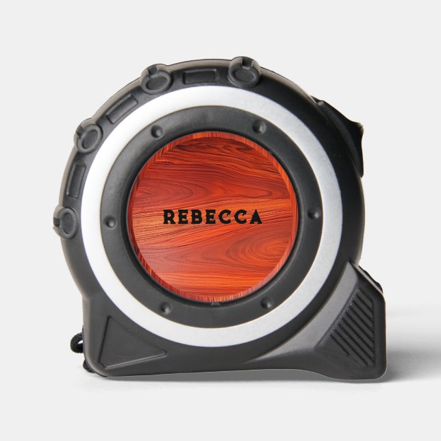 Cinta Métrica Cherry wood texture custom monogram. (Anverso)