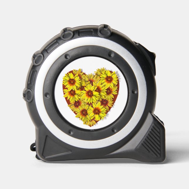 Cinta métrica con corazón de girasol (Anverso)