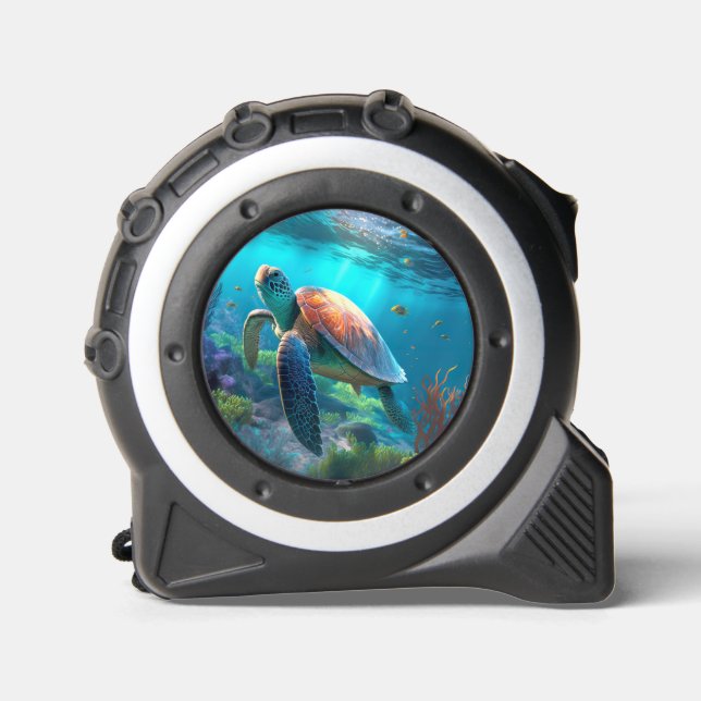 Cinta métrica con imagen de tortuga personalizada  (Anverso)