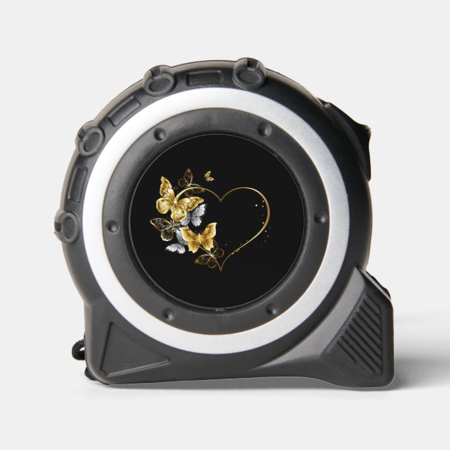 Cinta Métrica Corazón con mariposas doradas (Anverso)