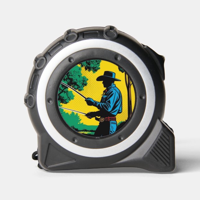 Cinta Métrica Cowboy Fisherman on Riverbank (Anverso)