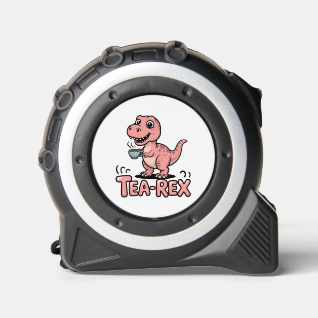 Cinta Métrica Cute Tea-Rex Pink Dinosaur – Sip Happens! (Anverso)