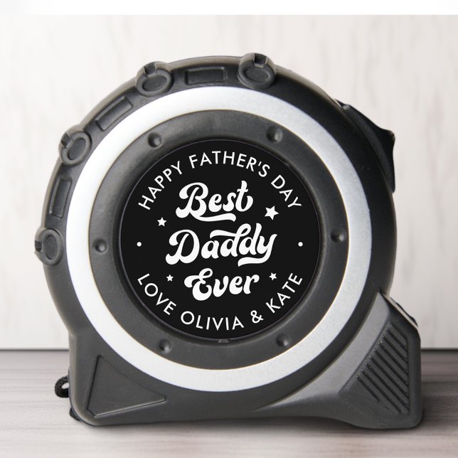 Cinta Métrica El mejor papi del día del padre blanco negro (Best daddy ever dad father's day black white tape measure)