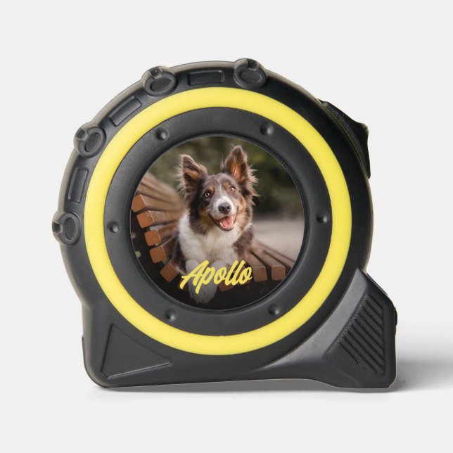 Cinta Métrica Elegante foto y nombre Mascota (Anverso)