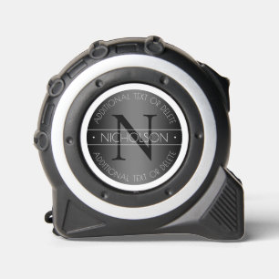 Cinta Métrica Elegante Monograma moderno Sombreado negro y blanc