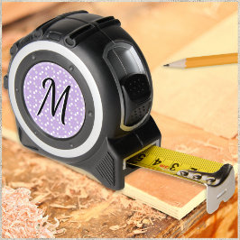 Cinta Métrica Elegante Monograma Patrón de Puntos Bonitos Lila P