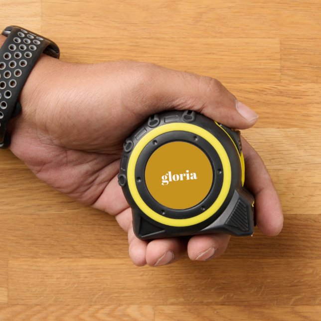 Cinta Métrica Elegante mostaza amarillo liso nombre personalizad (Hogar)