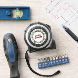 Cinta Métrica Elegante Personalizar Nombre Navidades de Wreath