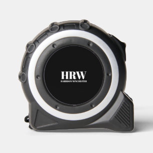 Cinta Métrica Elegantes iniciales de nombres modernos en blanco