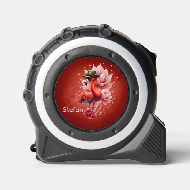 Cinta Métrica Flamingo Steampunk - Arte digital fantástico (Anverso)