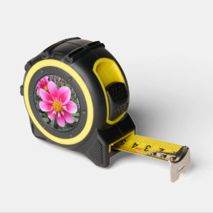 Cinta Métrica Flor De Jardín Rosa Con Centro Amarillo