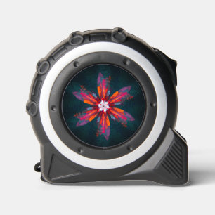 Cinta Métrica Floral Mandala Flores Naranja Azul Rojo Resumen