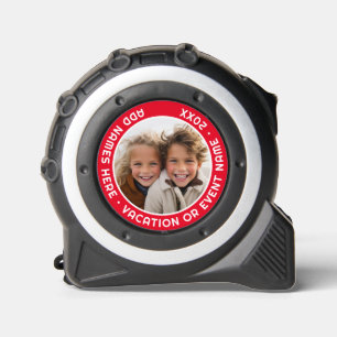 Cinta Métrica Foto con borde rojo y texto Personalizado