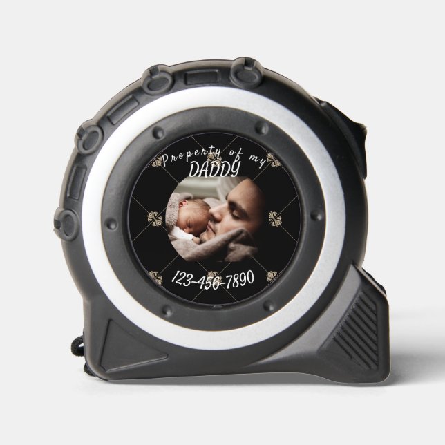 Cinta Métrica Fotografía personalizada elegante en negro y oro p (Anverso)