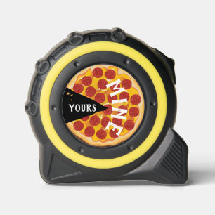 Cinta Métrica Graciosa pizza de pepperoni lindo fiesta rojo negr