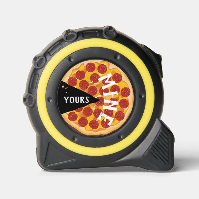 Cinta Métrica Graciosa pizza de pepperoni lindo fiesta rojo negr (Anverso)