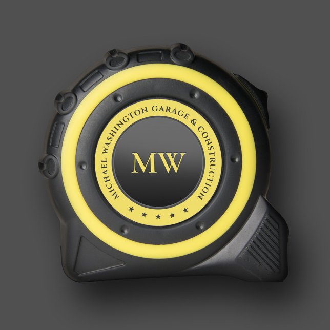 Cinta Métrica Guay Monograma Iniciales Black Yellow Modern (Cool Monogram Name Initials Black Yellow Modern Tape Measure
)