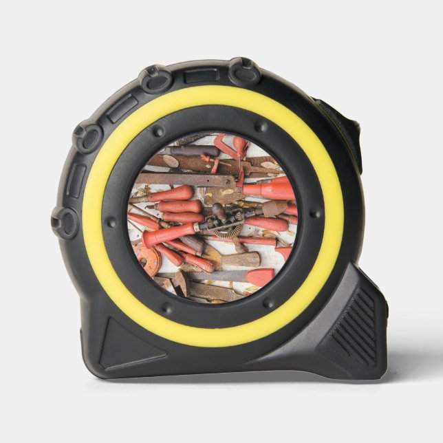 Cinta Métrica Herramientas Herramienta Antiguo Hombre Rojo Rústi (Anverso)