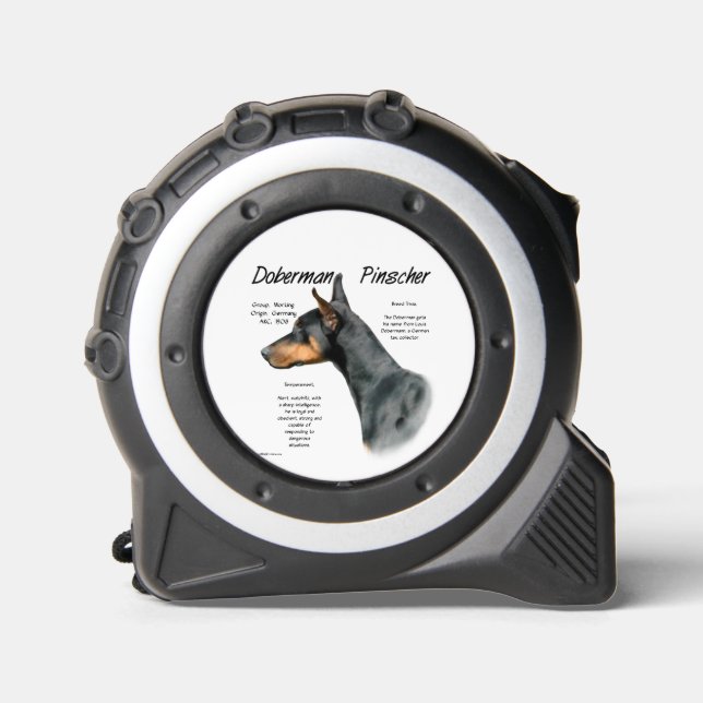 Cinta Métrica Historia del Doberman Negro (Anverso)