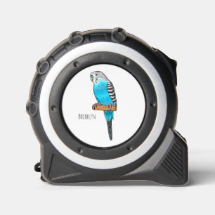 Cinta Métrica Ilustracion personalizado de pájaro budgerigar azu