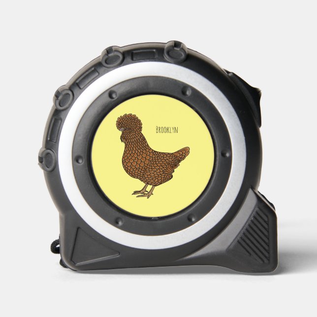 Cinta Métrica Ilustracion personalizado de pollo polaco Chamois (Anverso)