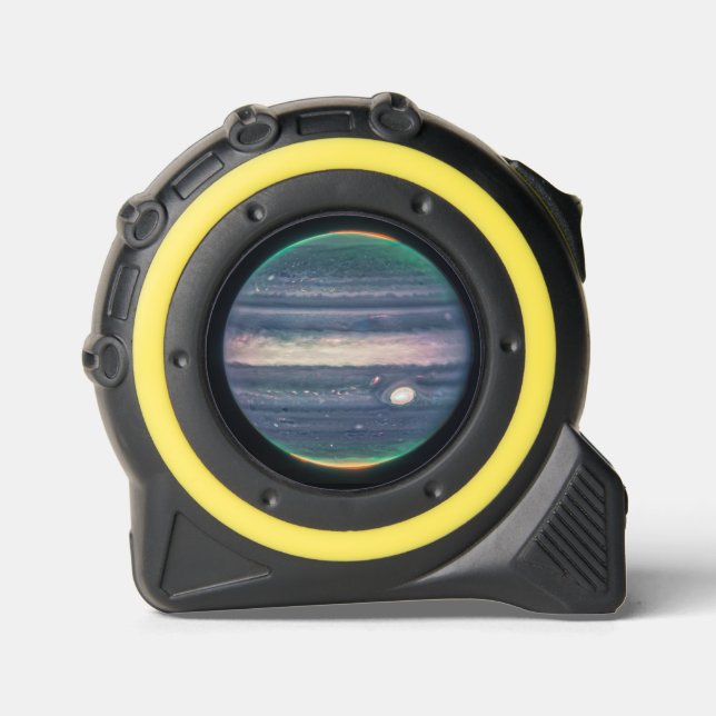 Cinta Métrica Imagen JWST del planeta Júpiter en botón infrarroj (Anverso)