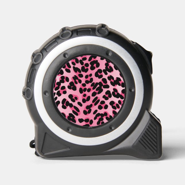 Cinta Métrica Impresión de leopardo rosa retro (Anverso)
