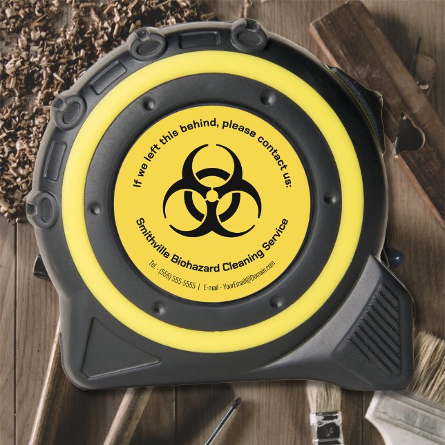 Cinta Métrica Industria del Bioriesgo - Negro sobre fondo amaril (Biohazard Industry - Black on a yellow background Tape Measure by Office Accessories Shop)