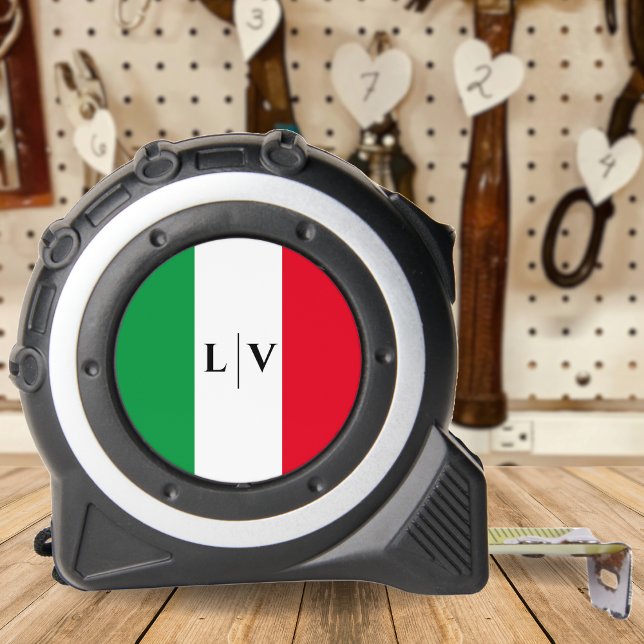 Cinta Métrica Italia Bandera Italiana Rojo Blanco Nombre Verde I (Italy Italian Flag Red White Green Name Initials Tape Measure)