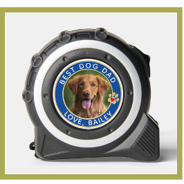 Cinta Métrica La mejor pintura de fotos de Dog Dad imprime azul