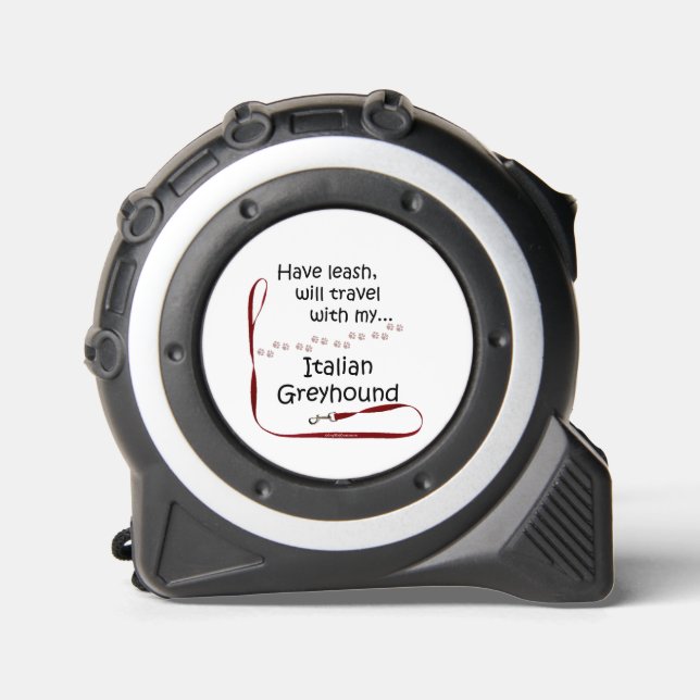 Cinta Métrica Leash de viaje de Greyhound italiano - Keychain (Anverso)