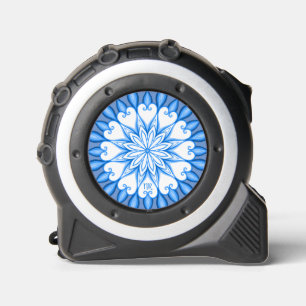 Cinta Métrica Mandala elegante estética blanca y azul monogramad