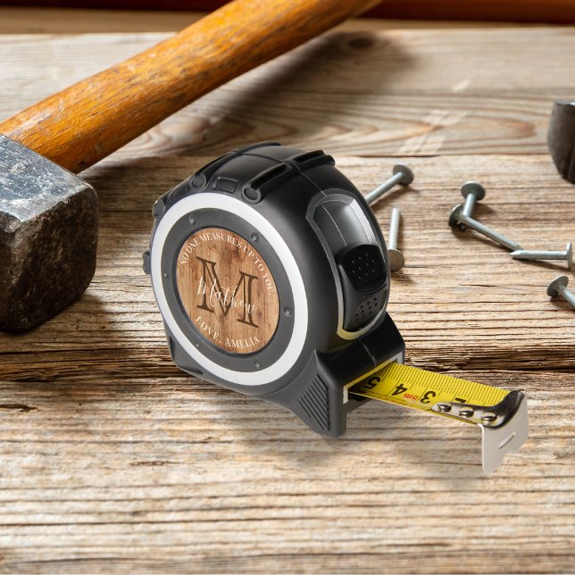 Cinta Métrica Medida de cinta de Tan monograma de tono de madera (Subido por el creador)