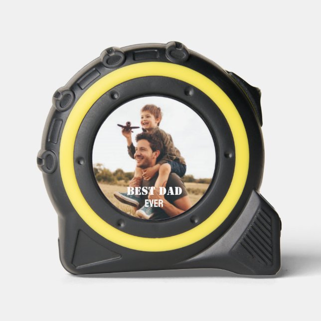 Cinta Métrica Mejor collage de fotos de papá Personalizado crear (Anverso)