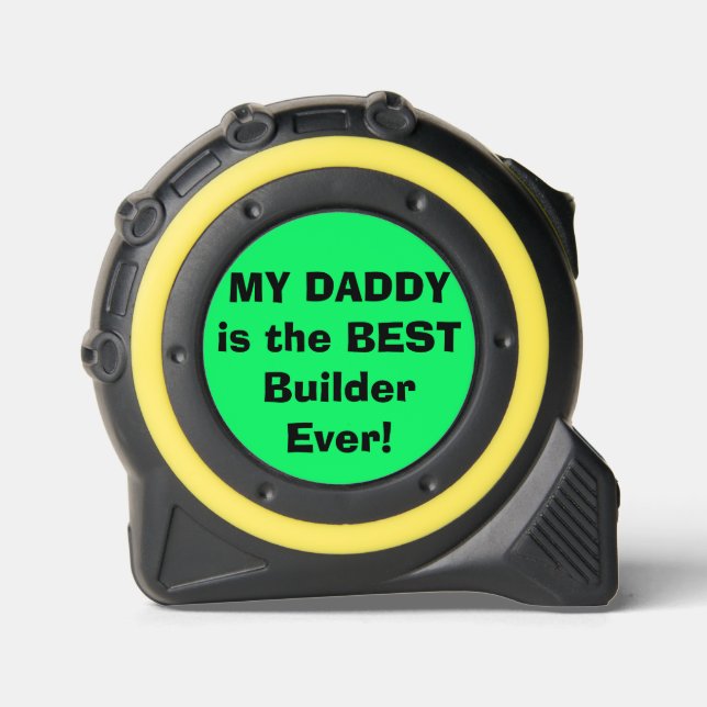 Cinta Métrica Mi papá mejor constructor verde sólido (Anverso)