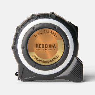 Cinta Métrica Minimalista, Nombre, Cobre metálico y dorado